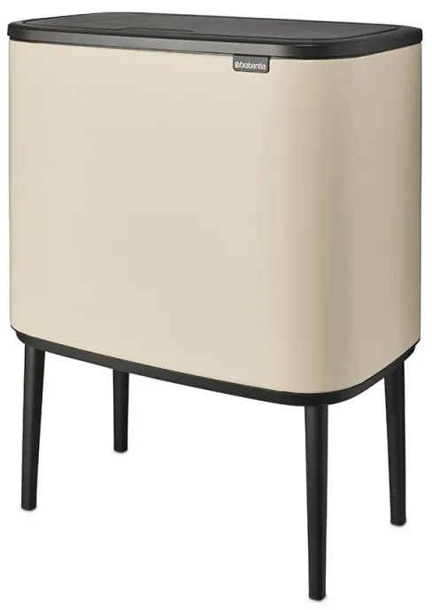 Cos pentru gunoi colectare selectiva Brabantia Bo Touch 1005550, 3x11 L, Deschidere lina si silențioasa, Deschidere mare, Bej