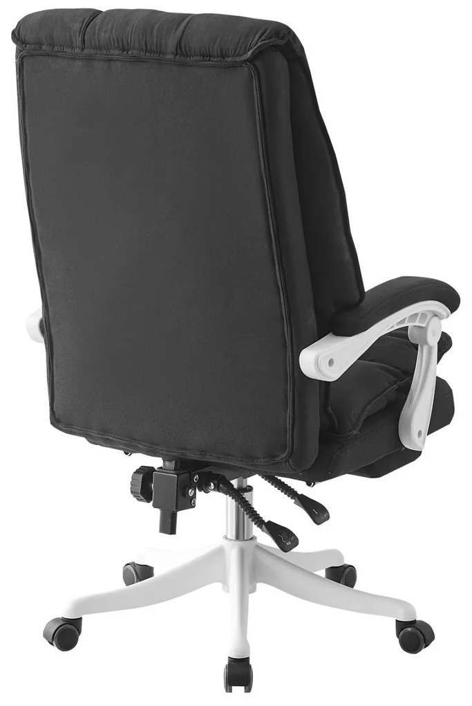 RESIGILAT- Scaun directorial, dubla buretare, suport picioare, material textil, Negru