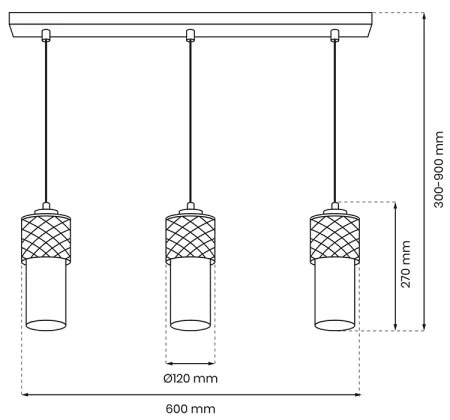 Lustră pe cablu GLAM 3xE27/60W/230V