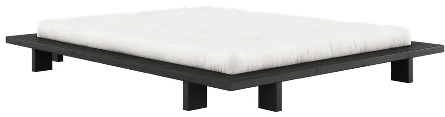 Pat dublu negru din lemn de pin cu grilă 160x200 cm Japan - Karup Design