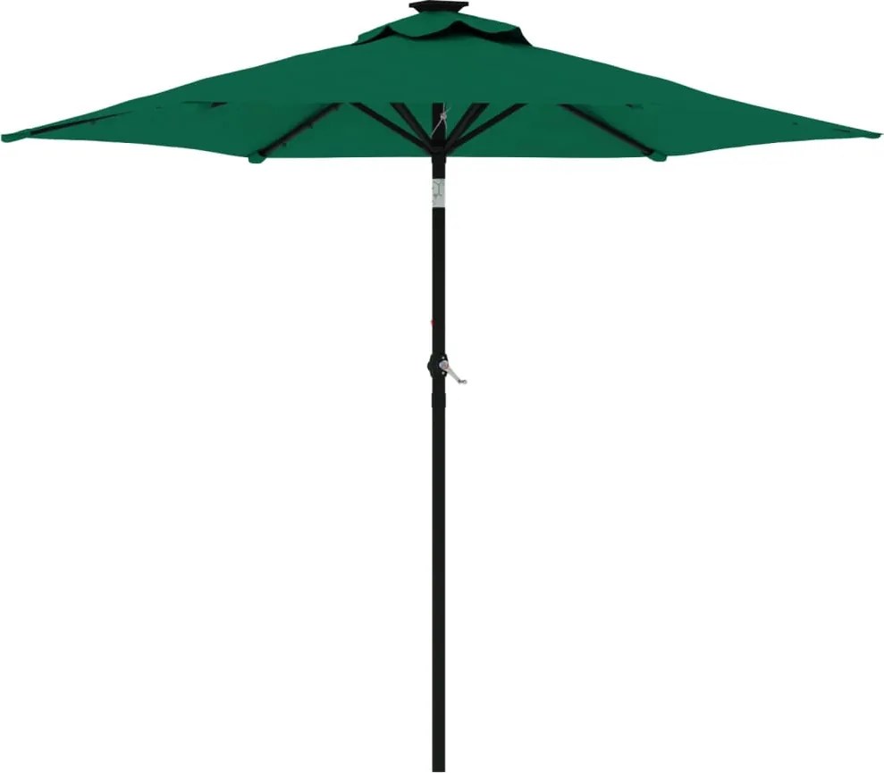 vidaXL Umbrelă soare de grădină stâlp din lemn verde 225x225x212 cm