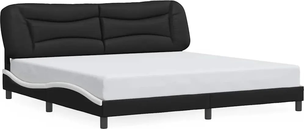 vidaXL Cadru de pat fără saltea Hvar negru și alb 200x200cm piele artificială