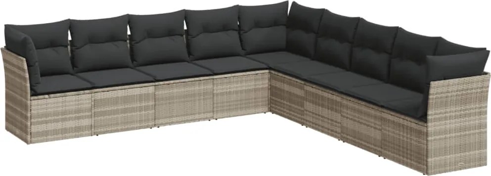 vidaXL Set canapele de grădină cu perne, 9 piese gri deschis poliratan