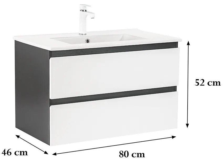 Dulap inferior Vario Forte 80 cu lavoar antracit-alb