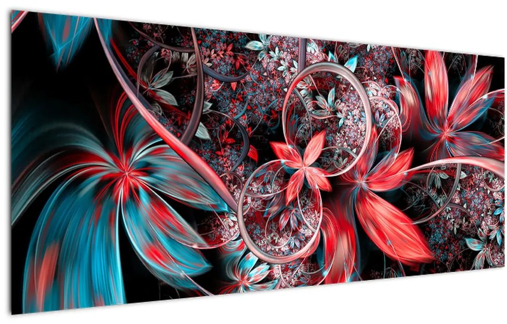 Tablou abstract cu flori exotice (120x50 cm)