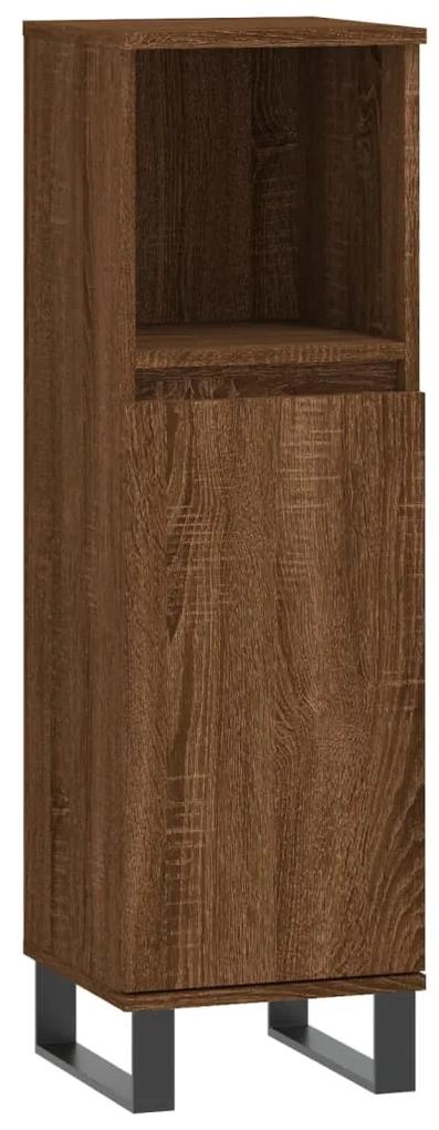 831571 vidaXL Dulap de baie, stejar maro, 30x30x100 cm, lemn prelucrat
