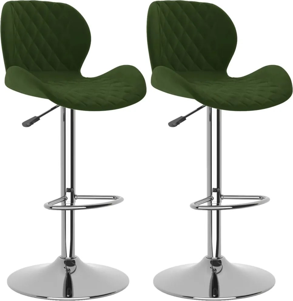 vidaXL Scaune de bar, 2 buc., verde închis, catifea