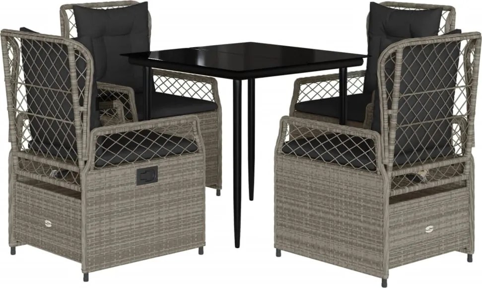 vidaXL Set mobilier de grădină cu perne, 5 piese gri deschis poliratan