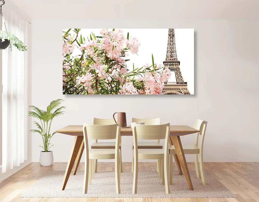 Tablou Turnul Eiffel și florile roz