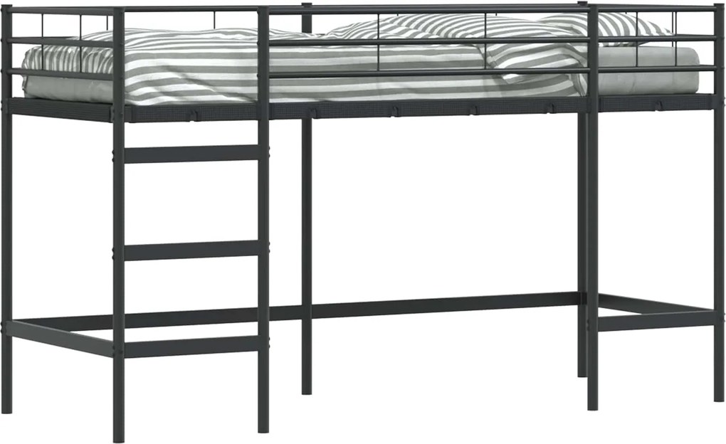 vidaXL Cadru de pat supraetajat pentru copii Negru 90 x 190 cm Oțel