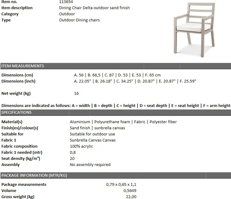 Scaun de interior/ exterior elegant design LUX Delta, sand 113654 HZ