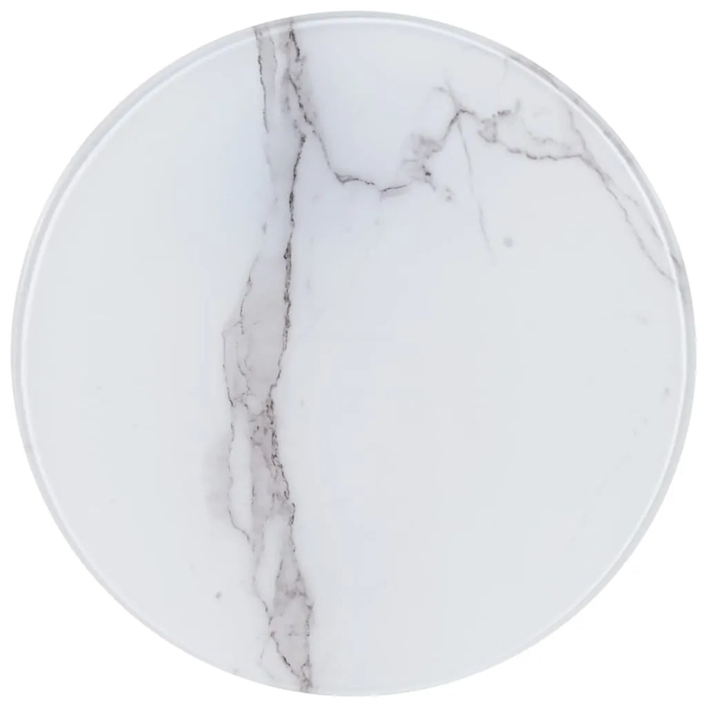 285179 vidaXL Blat de masă, alb, Ø40 cm, sticlă cu textură de marmură