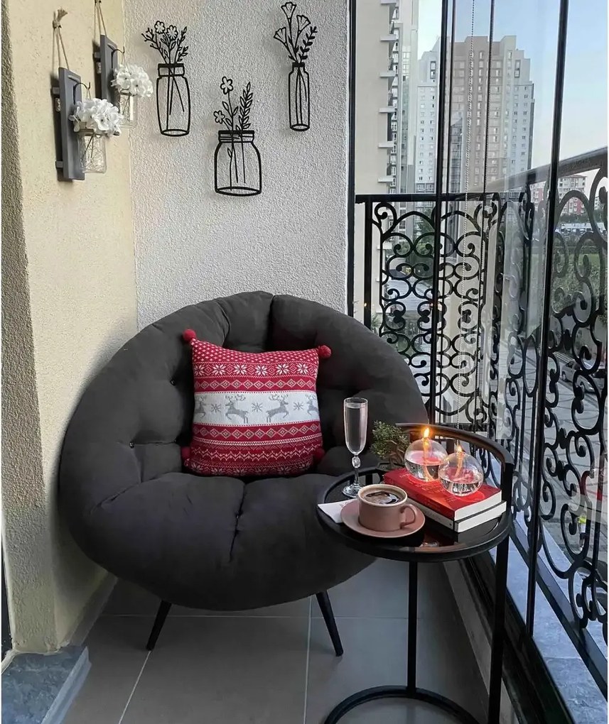 Fotoliu tapitat cu stofa si picioare metalice,rotund,homs,seria B-120,20014