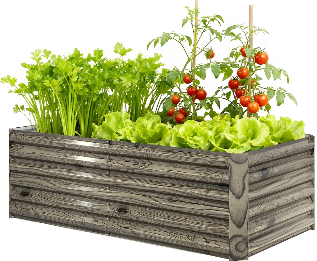Outsunny Jardinieră mare dreptunghiulară din oțel galvanizat pentru terasă cu bază deschisă 180x90x57,5 cm Natural | Aosom Romania