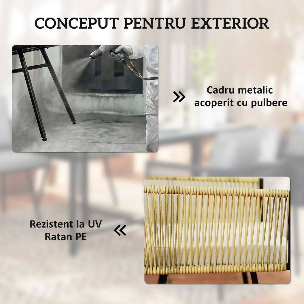 Outsunny Set de Grădină 5 Piese cu Masă din Lemn-Plastic | Aosom Romania