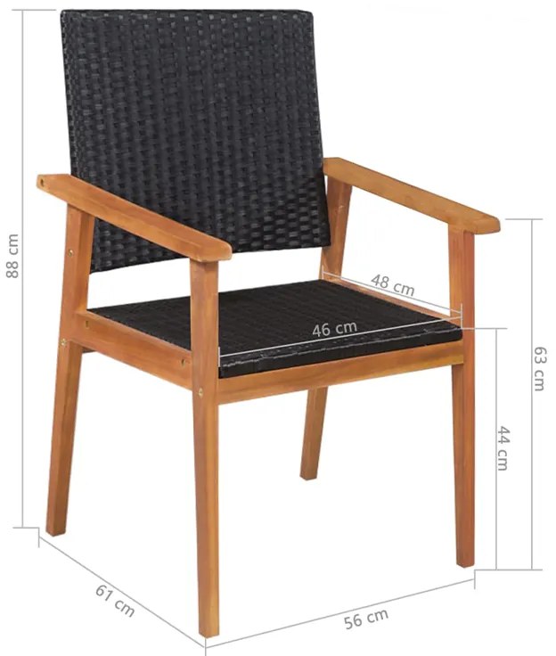 Set mobilier de gradina din ratan maro, TRIVALIS