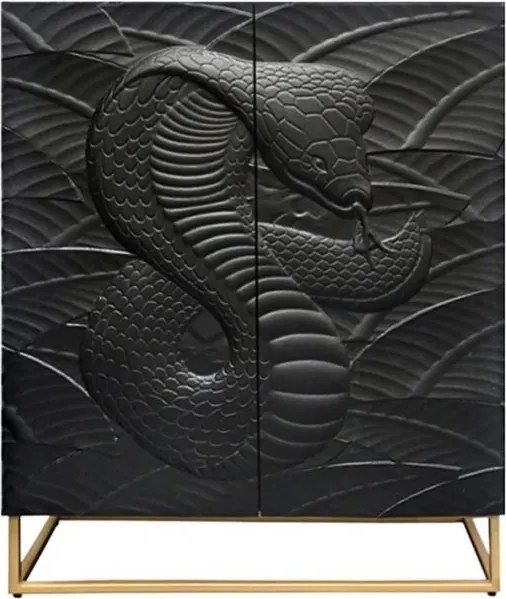 Comoda cu aplicatie exotica pe fronturi SNAKE 120cm negru