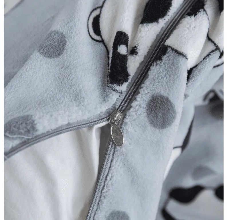 Lenjerie cocolino PANDA gri Dimensiune lenjerie de pat: 2 buc 70 x 90 cm | 200 x 220 cm