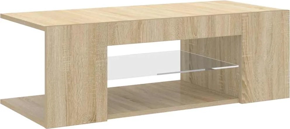 vidaXL Comodă TV cu lumini LED, stejar Sonoma, 90x39x30 cm