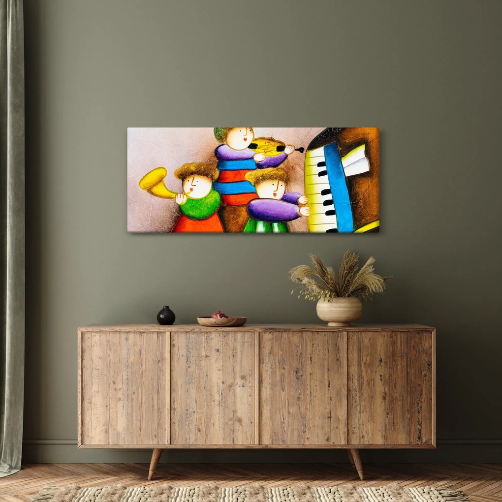 Tablou - Muzicanții, pictură (120x50 cm)