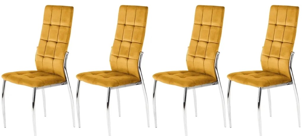 Set 4 scaune K416 velvet mustariu