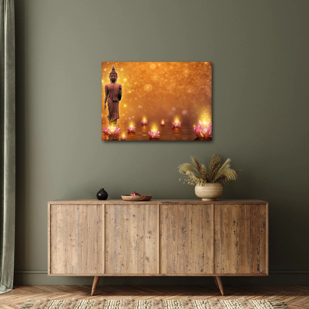Tablou - Buddha în sclipici auriu (70x50 cm)