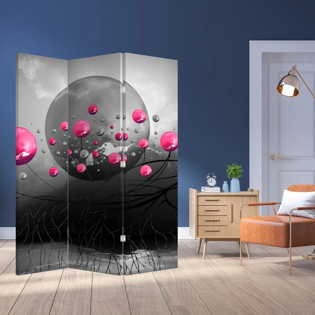 Paravan - Bile abstracte roz (126x170 cm)