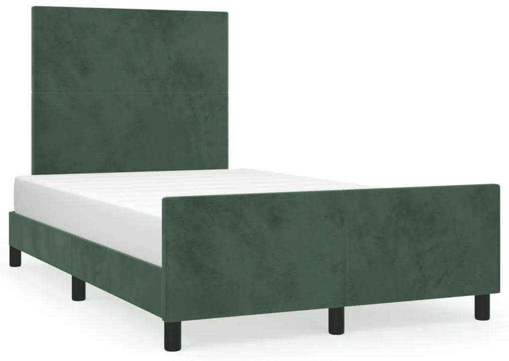 3270569 vidaXL Cadru de pat cu tăblie, verde închis, 120x190 cm, catifea