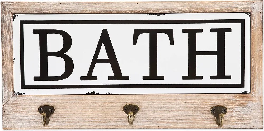 Cuier pentru prosoape cu 3 agatatori Bath Homs 35 x 25 cm, maro rustik