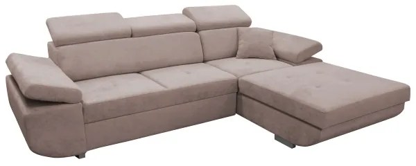 Colțar extensibil CASTELO în formă de L, cu spațiu de depozitare, cu șezlong pe partea dreaptă, bej