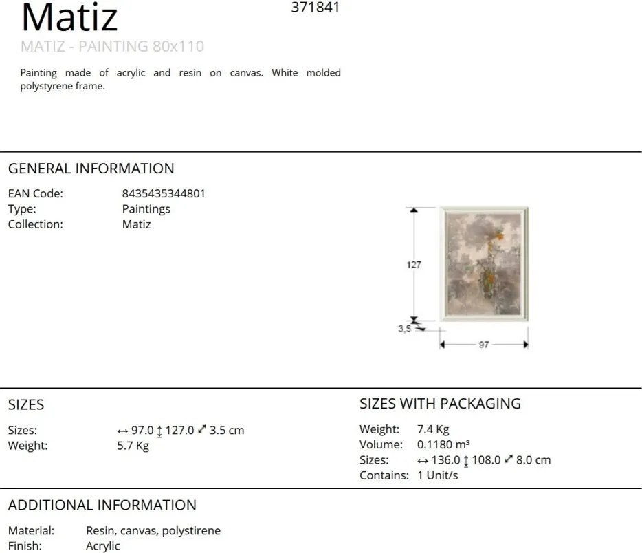 Tablou decorativ Matiz, 97x127cm