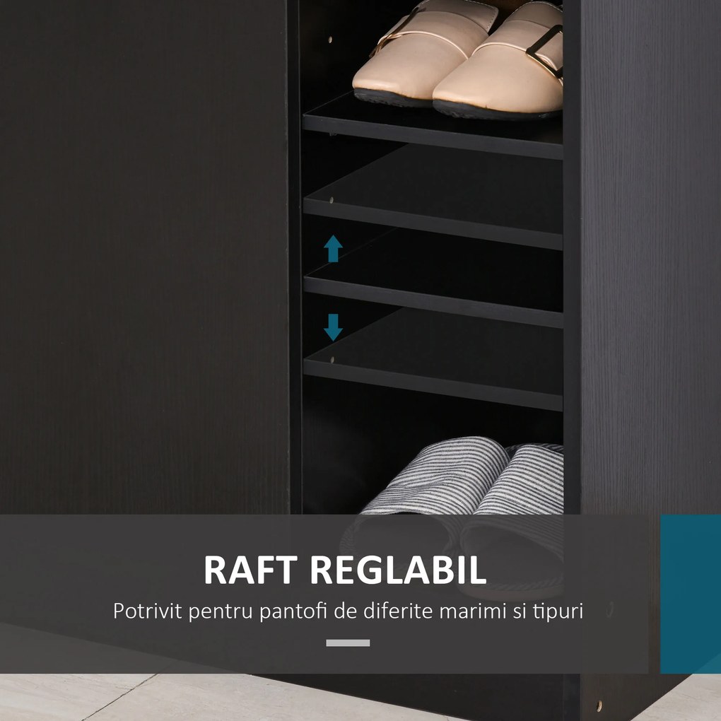 HOMCOM Dulap pentru Pantofi, Organizator Încălțăminte cu Design Compact, 83x30x90 cm, Negru | Aosom Romania