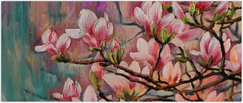 Tablou - Pictură în ulei, Sakura în floare (120x50 cm)