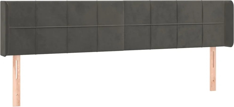 vidaXL Tăblie de pat cu aripioare gri închis 163x16x78/88 cm catifea