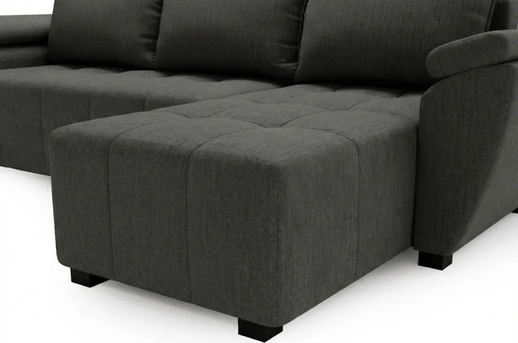 Coltar extensibil de colt LIVARO, gri inchis, reversibil, 251x140 cm