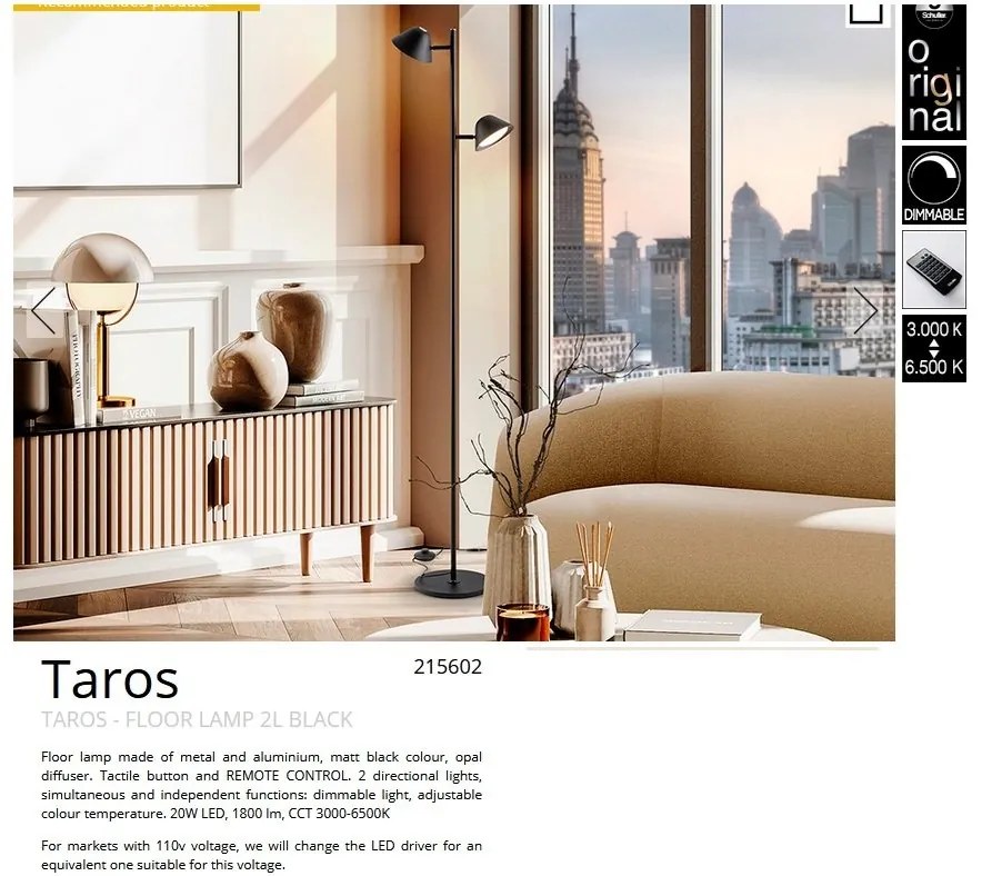 Lampadar/Lampa de podea LED design modern Taros negru
