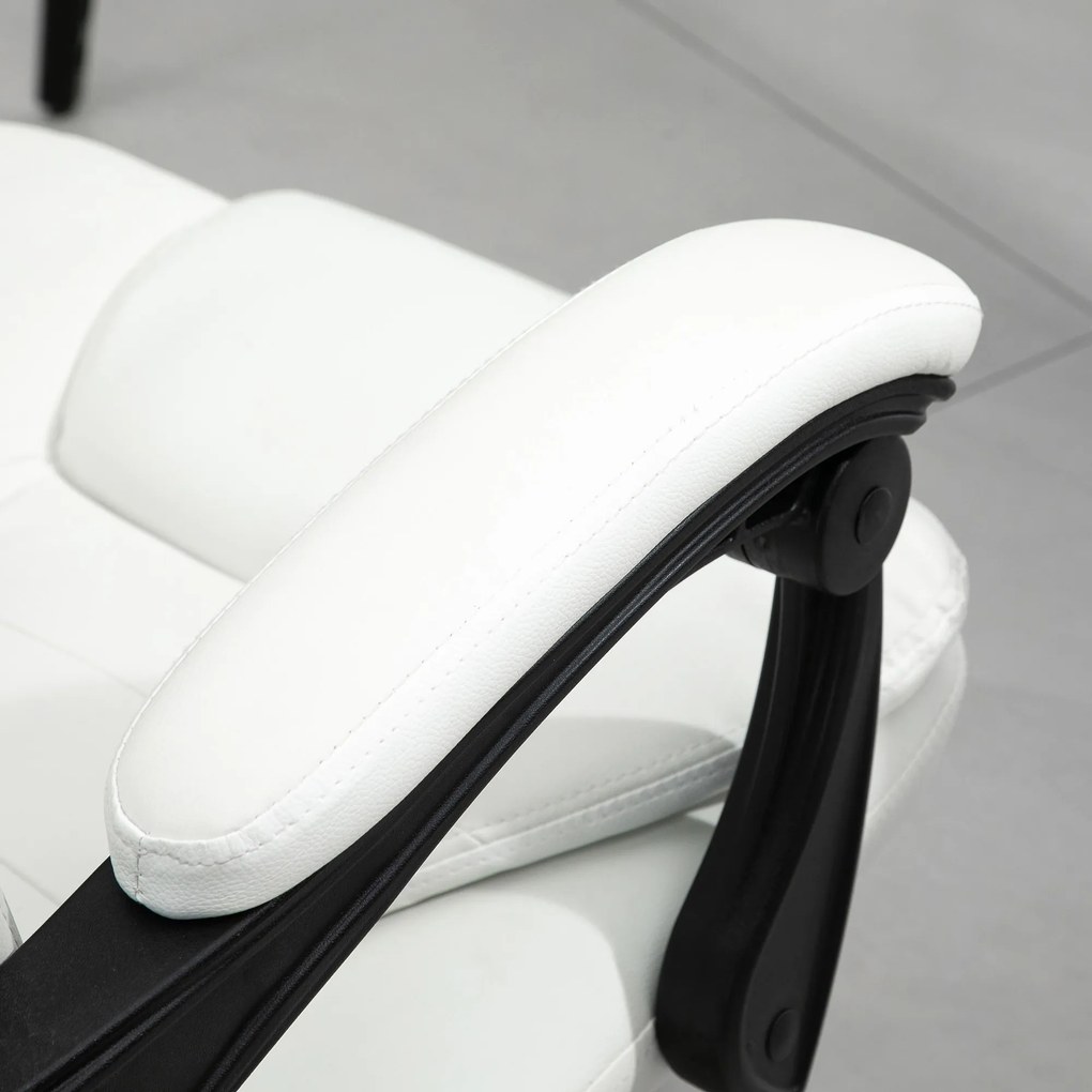 Vinsetto Scaun de birou de masaj, scaun de birou, scaun ergonomic cu înălțime reglabilă, spătar inclinabil și telecomandă cu fir, suport pentru picioare retractabil și pivotant la 360°, alb | Aosom Romania