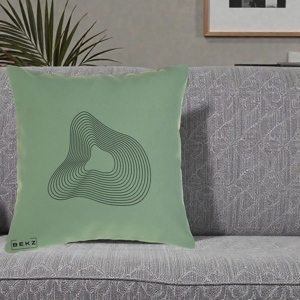 Perna Decorativa Abstract Linii Organice, 40x40 cm, Verde, Husa Detasabila, Perna Inclusa, BEKZ®