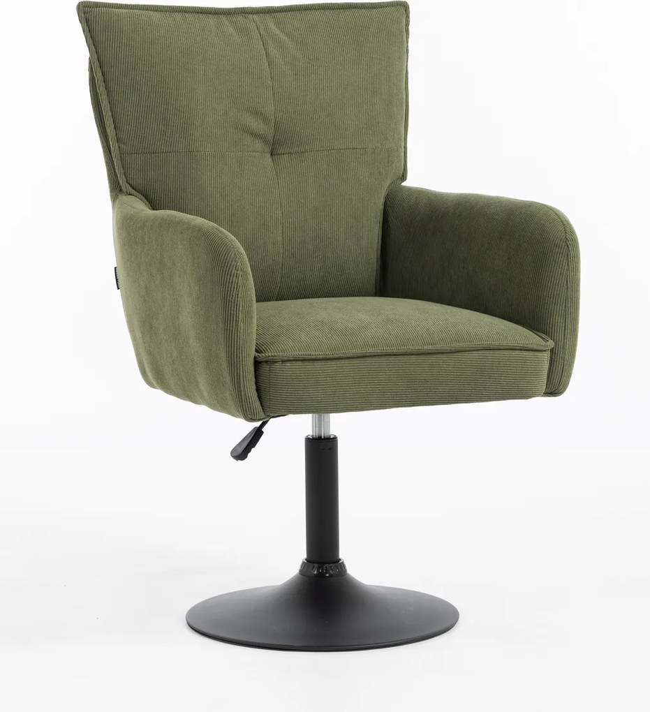 HR250N Scaun Catifea Reiată Premium culoare verde salvie Bază Neagră