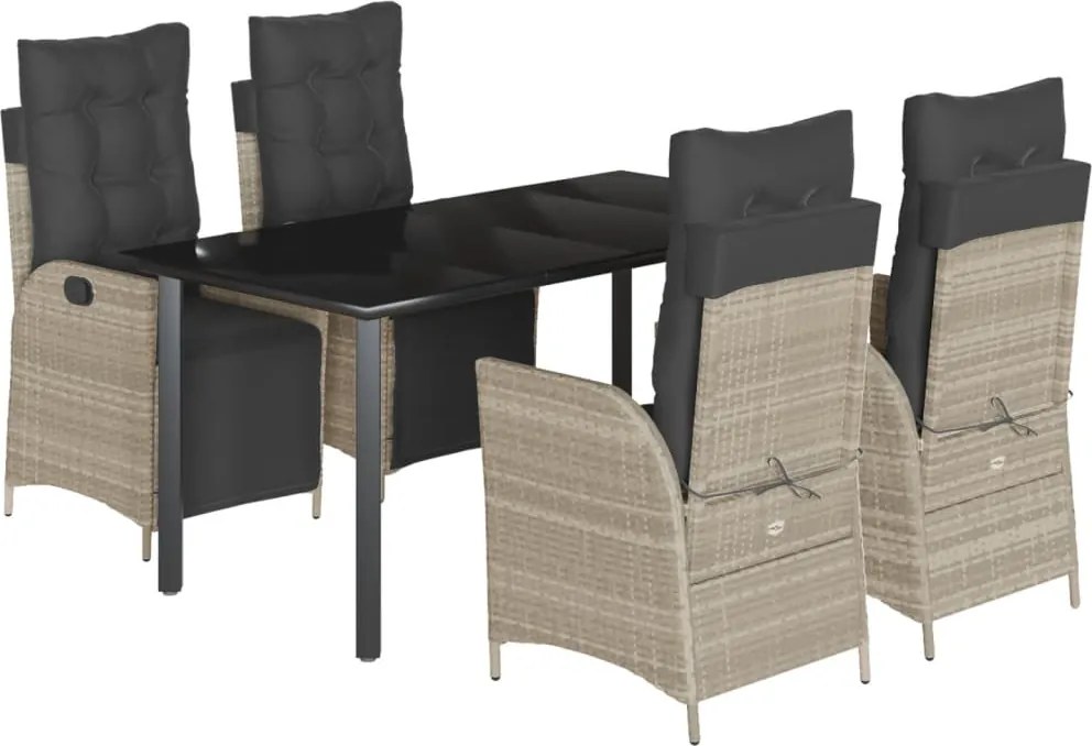 vidaXL Set mobilier de grădină cu perne, 5 piese gri deschis poliratan