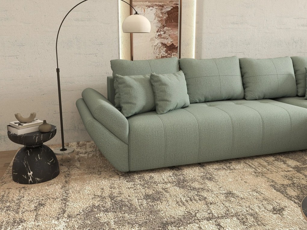Colțar extensibil dumonde cu ladă de depozitare si sezut confortabil din spuma high-density, Berlin XL Enjoy Mint 350x185 cm II