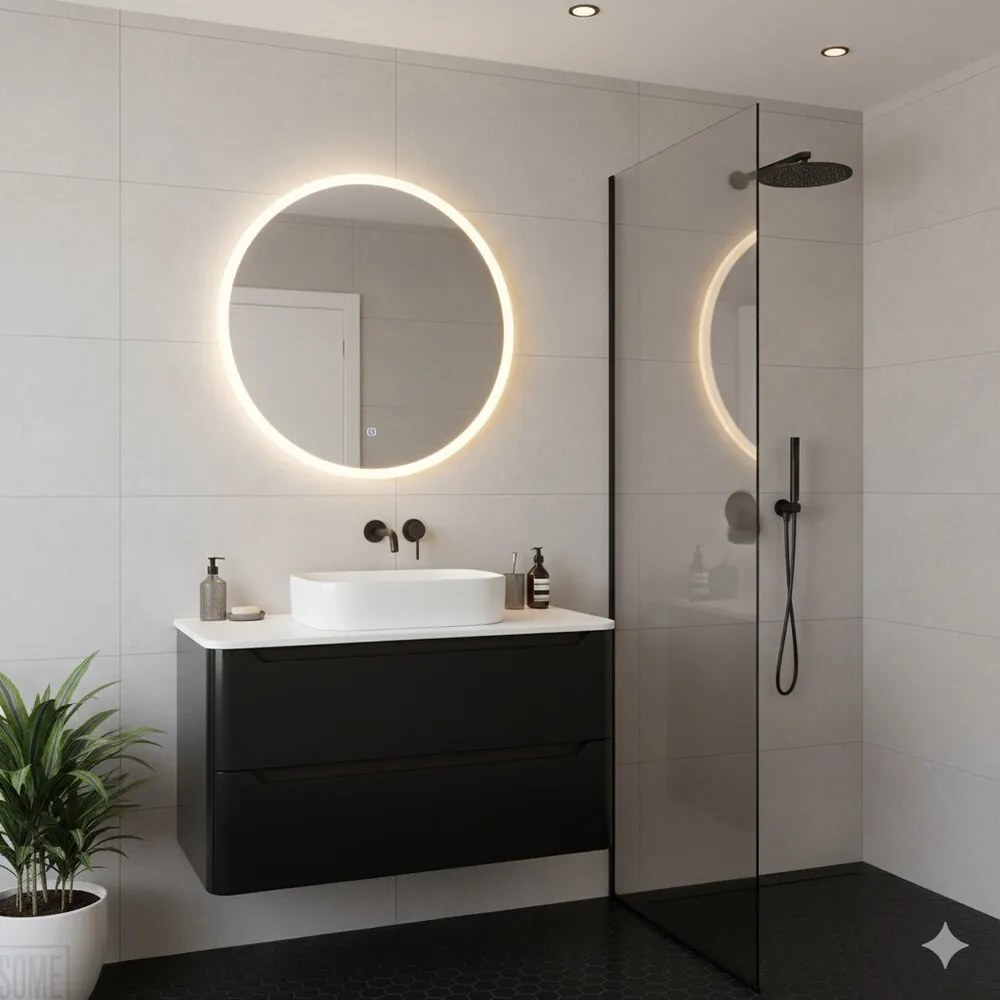 Dulap baza suspendat Rune Laguz 2 sertare 80 cm negru mat