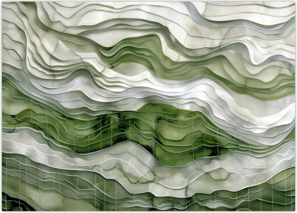 Tablou - Undele verzi și albe (70x50 cm)