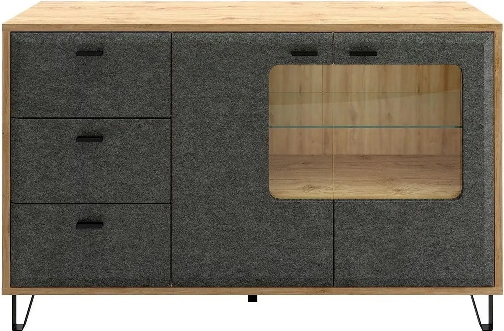Comoda GRACE, stejar/gri antracit, PAL laminat, 144x42x90 cm