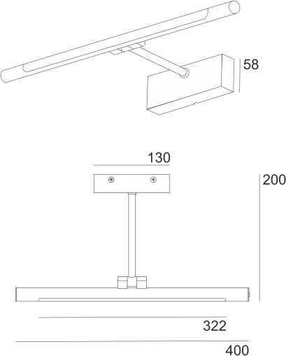 Aplica LED pentru oglindă de baie MIRROR, LED/6W/230V, 4000K, IP44, 40 cm, negru