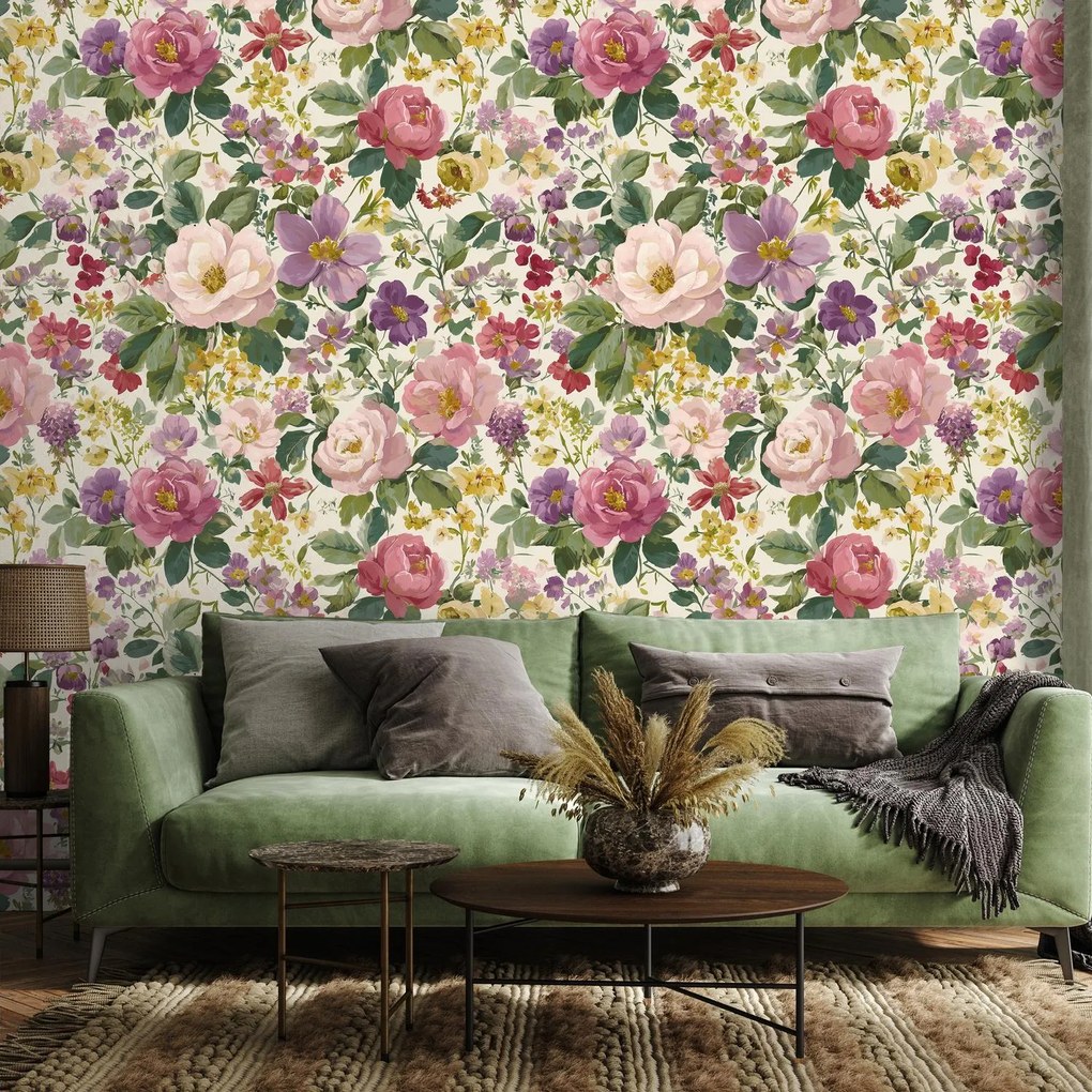 Fototapet - Pictură florală cu model (147x102 cm)