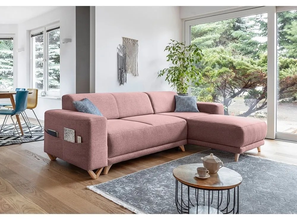Colțar roz extensibil/cu spațiu de depozitare Classy Sophie – Miuform