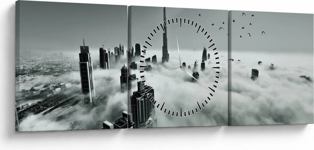 Tablou - Zgârie-nori, dubai (cu ceas) (90x30 cm)