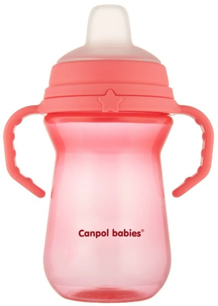 Pahar care nu se varsă Canpol Babies cu gura moale, roz, 250 ml