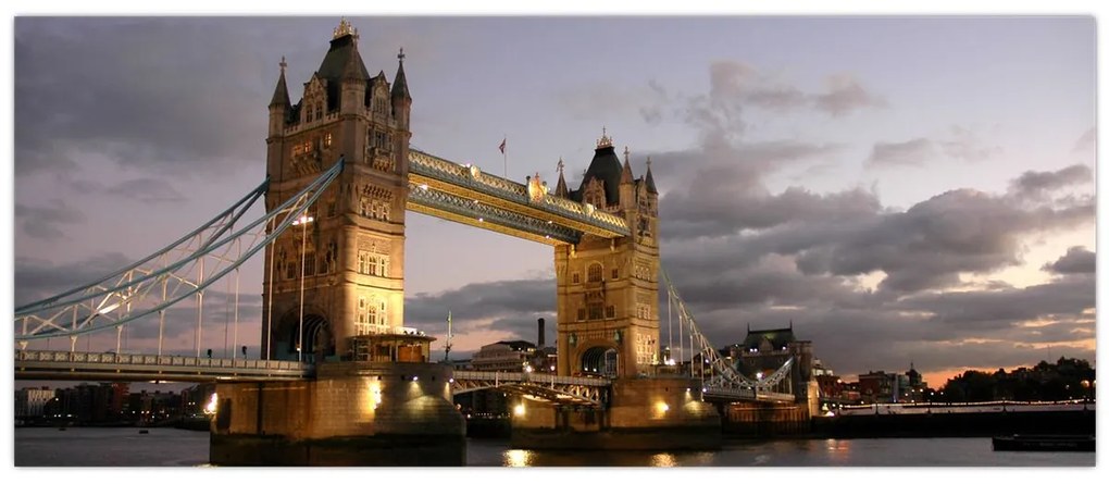 Tablou - Tower Bridge la noapte (120x50 cm)